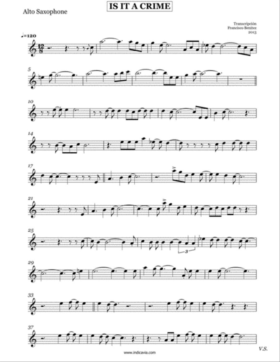 Is It A Crime Alto Saxophone scores gallery preview page 1
