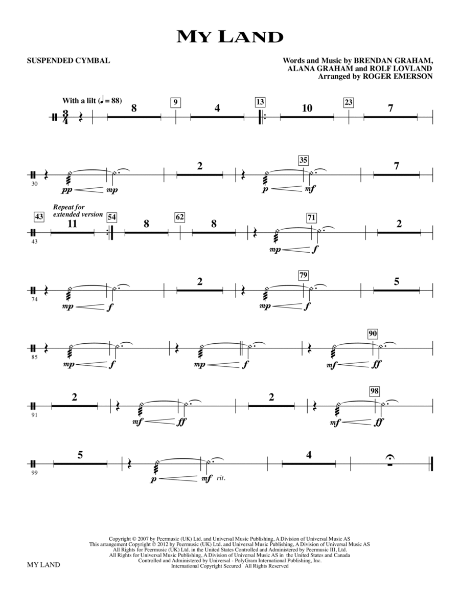 My Land - Suspended Cymbal Choir scores gallery preview page 1