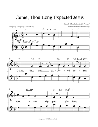 Come, Thou Long Expected Jesus (Beginner)