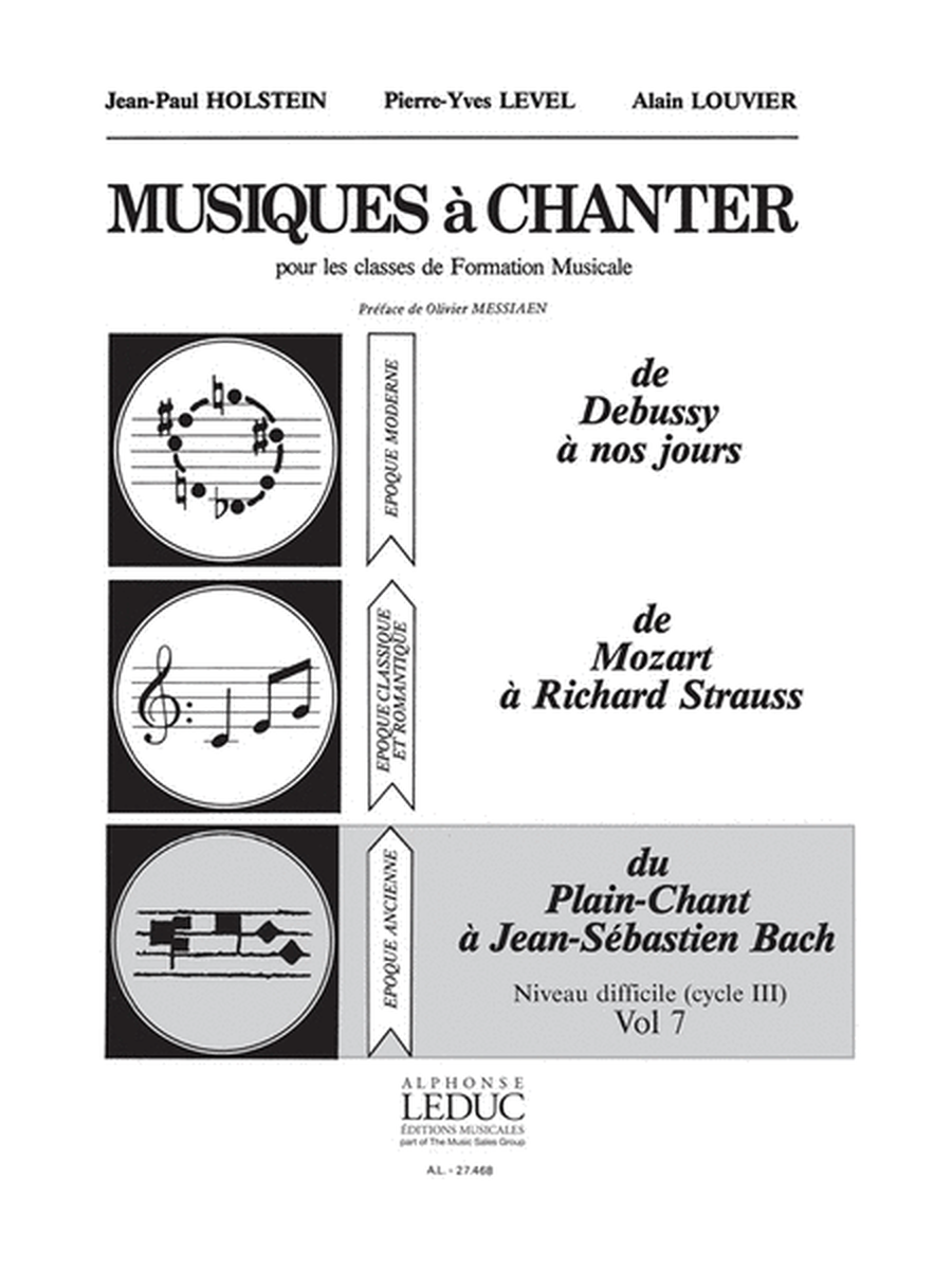 Holstein Level Musiques A Chanter 3 Niveau Diff Vol 7 Plain Chant Bach