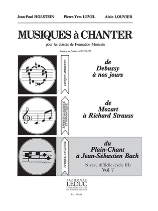 Book cover for Holstein Level Musiques A Chanter 3 Niveau Diff Vol 7 Plain Chant Bach