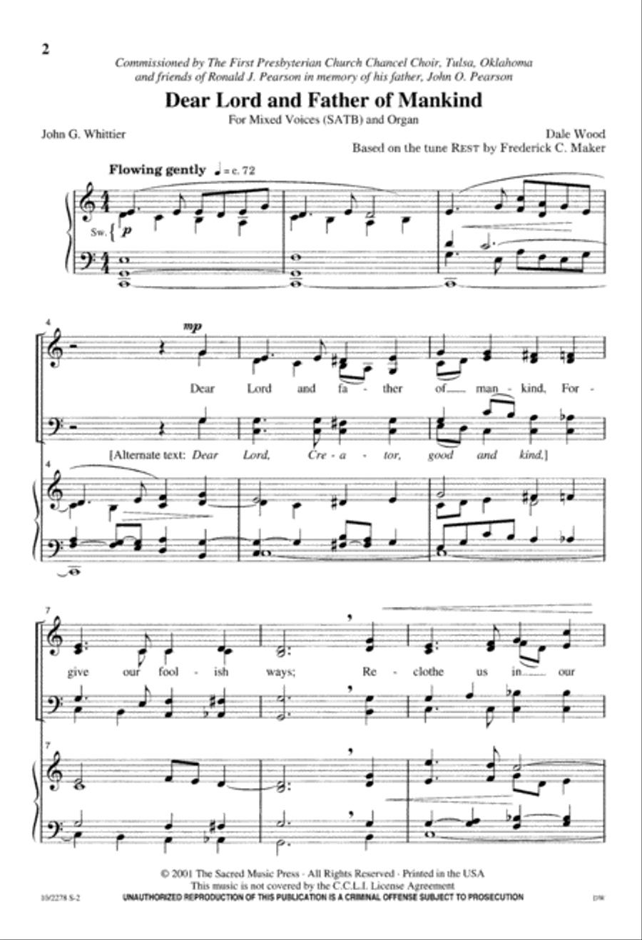 Dear Lord and Father of Mankind 4-Part scores gallery preview page 2