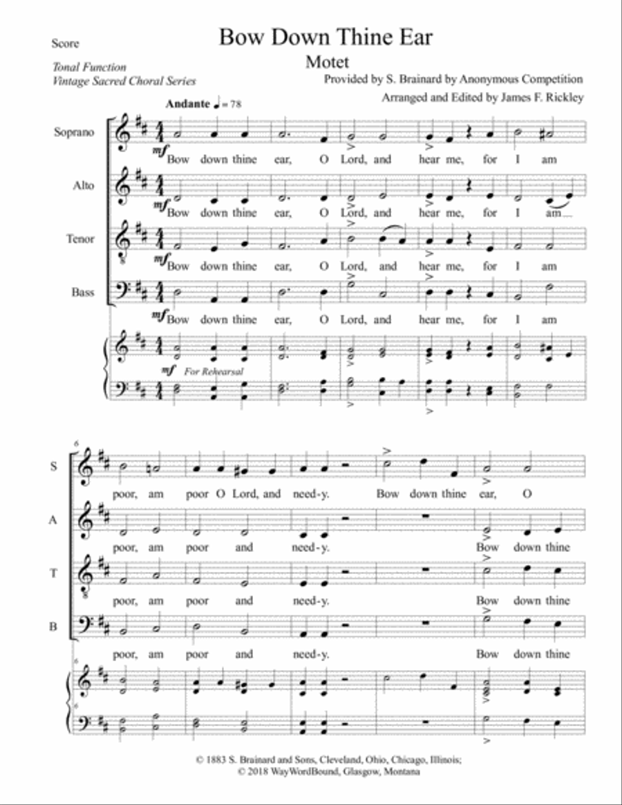 Bow Down Thine Ear 4-Part scores gallery preview page 1