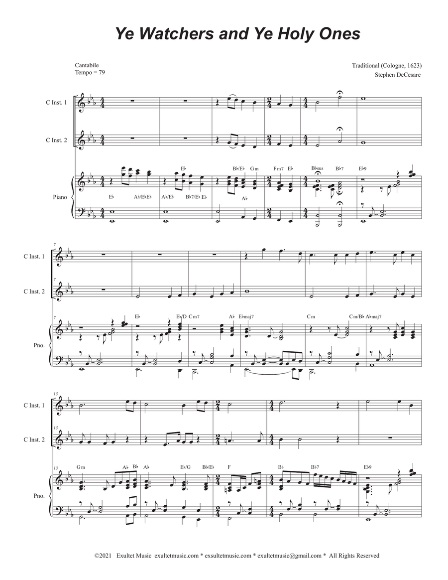 Ye Watchers and Ye Holy Ones (Duet for C-Instruments) Piano scores gallery preview page 2