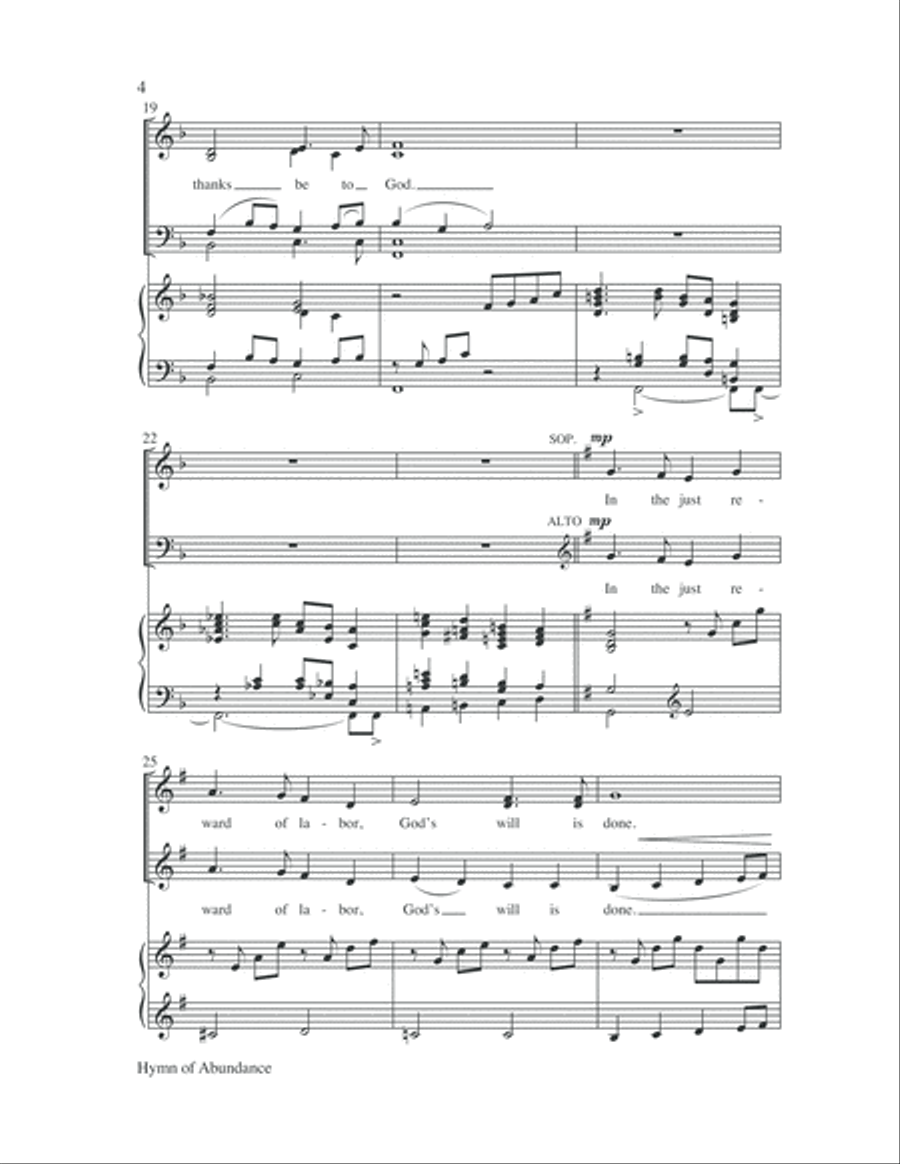 Hymn of Abundance 4-Part scores gallery preview page 4