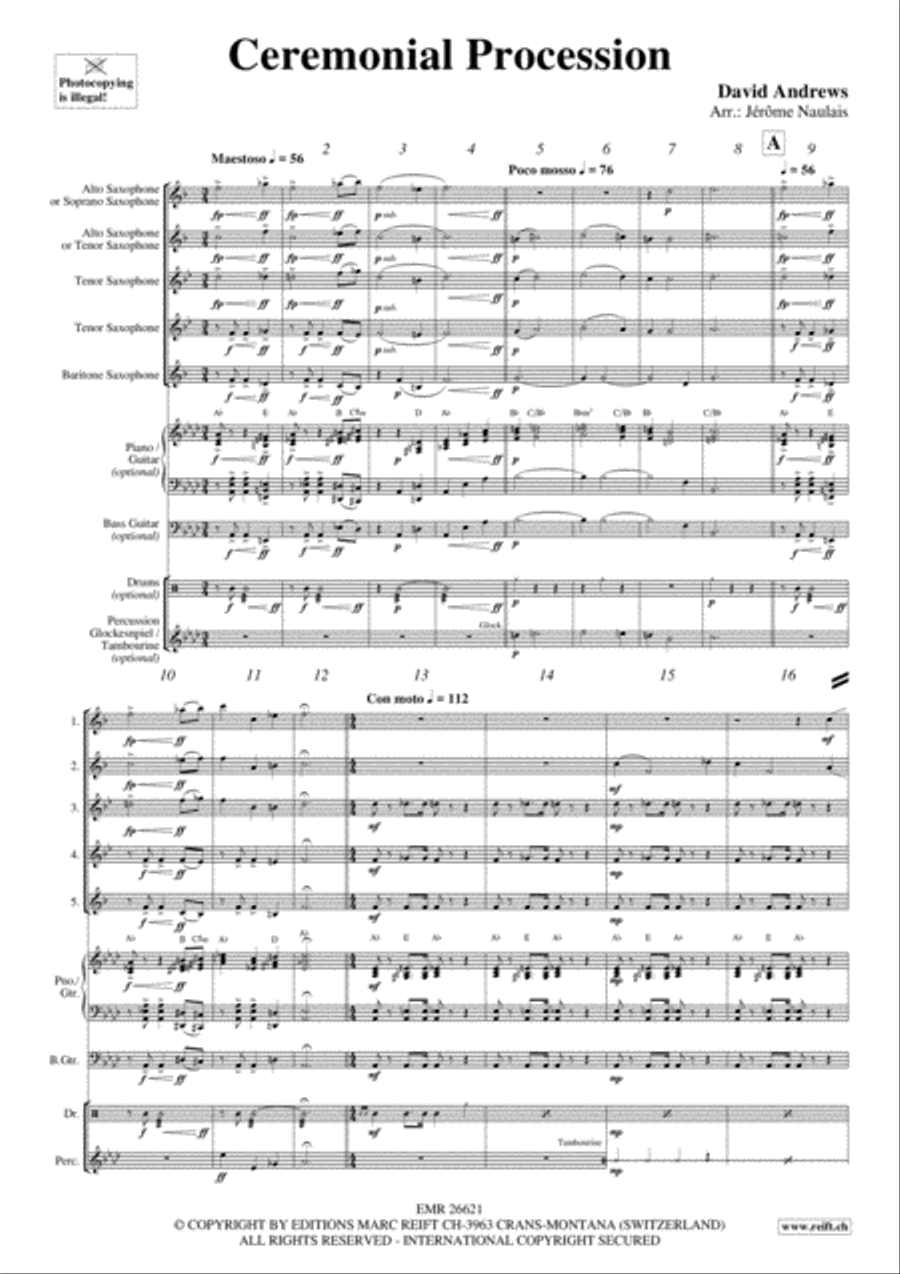 Ceremonial Procession Saxophone Quintet scores gallery preview page 3