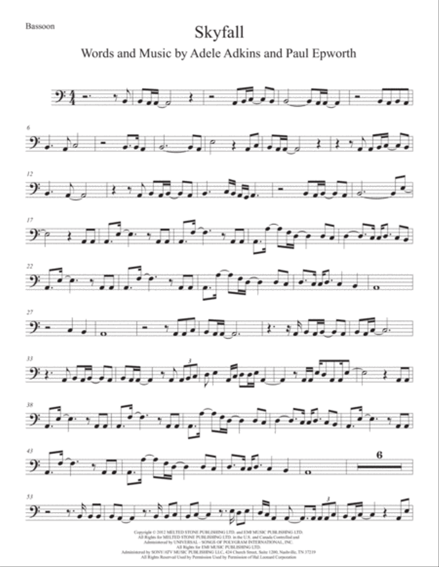 Skyfall Bassoon Solo scores gallery preview page 1
