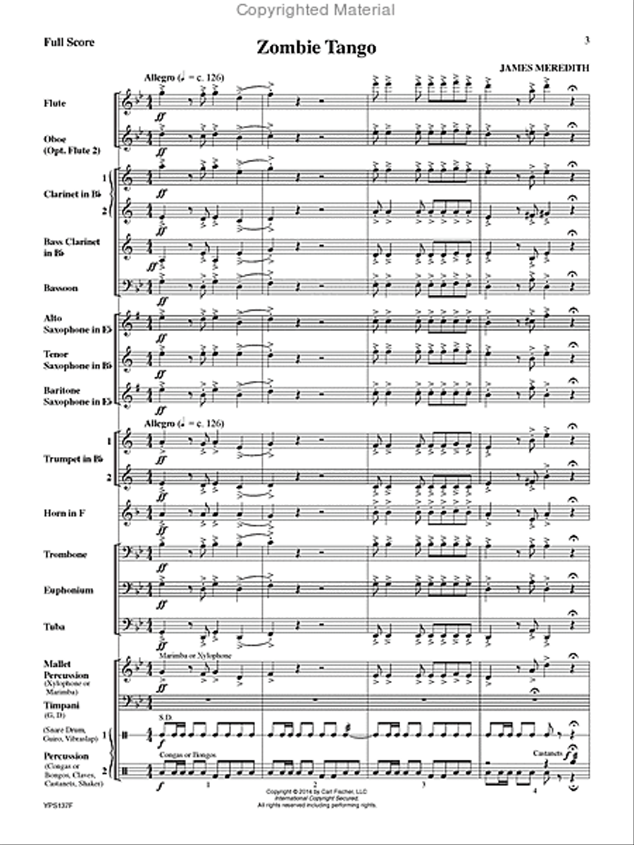 Zombie Tango Concert Band scores gallery preview page 2