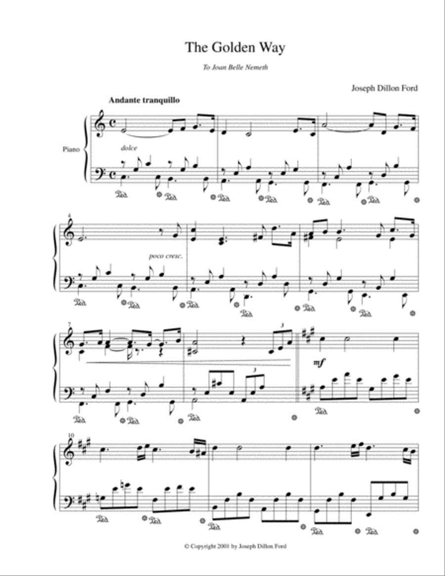 The Golden Way for piano solo Piano Solo scores gallery preview page 1