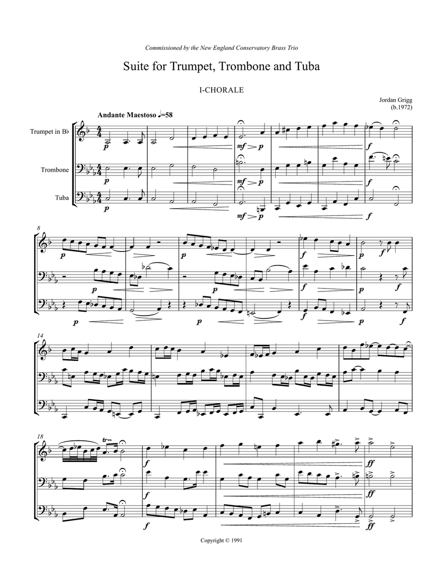 Suite for Trumpet, Trombone and Tuba Brass Ensemble scores gallery preview page 2