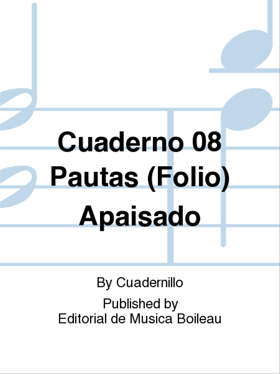 Cuaderno 08 Pautas (Folio) Apaisado Staff Paper scores gallery preview page 1