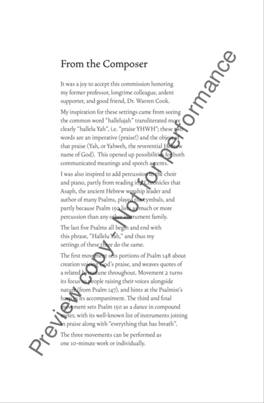 Hallelu Yah: Three Psalms of Praise III. Psalm 150 4-Part scores gallery preview page 3