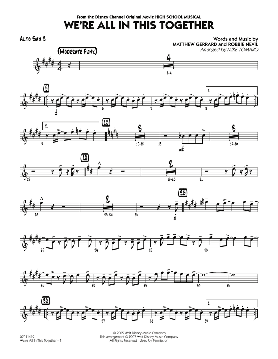 We're All In This Together (from High School Musical) - Alto Sax 2 Jazz Ensemble scores gallery preview page 1