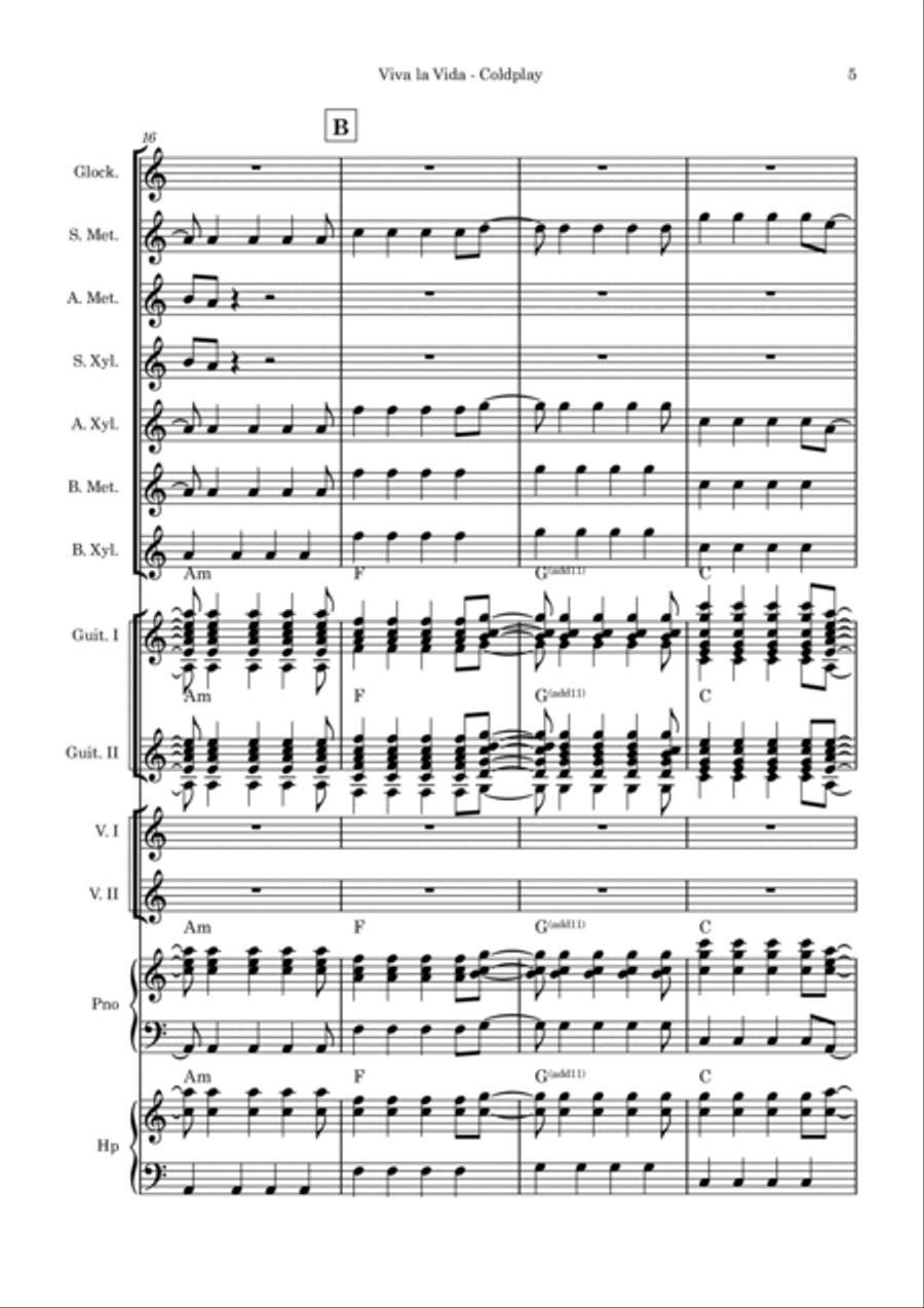 Viva La Vida Orff Instrument scores gallery preview page 5