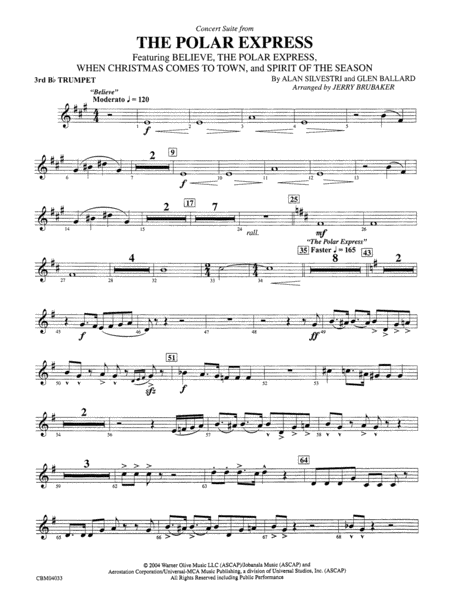 The Polar Express, Concert Suite from: 3rd B-flat Trumpet