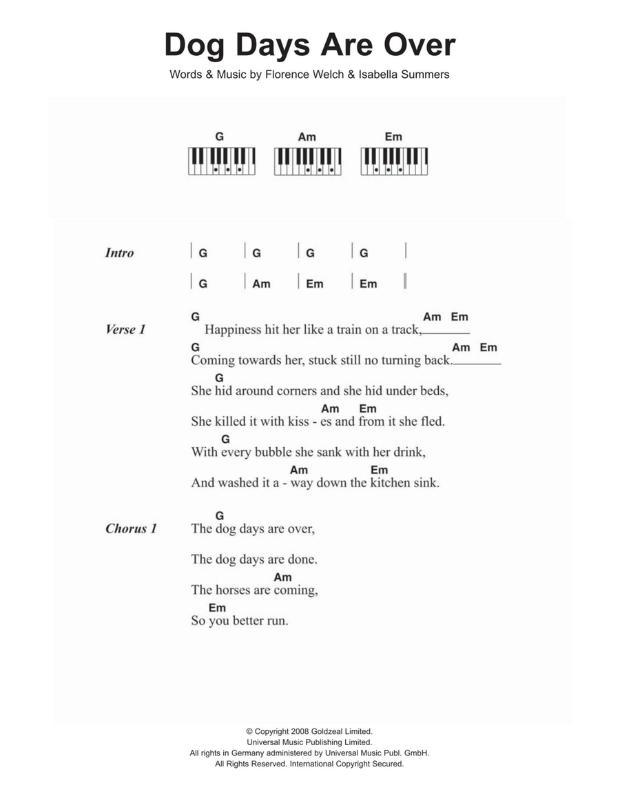Dog Days Are Over Piano scores gallery preview page 1