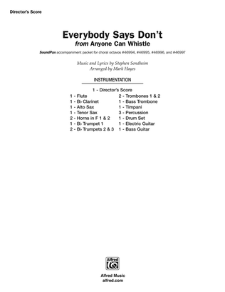 Book cover for Everybody Says Don't: Score