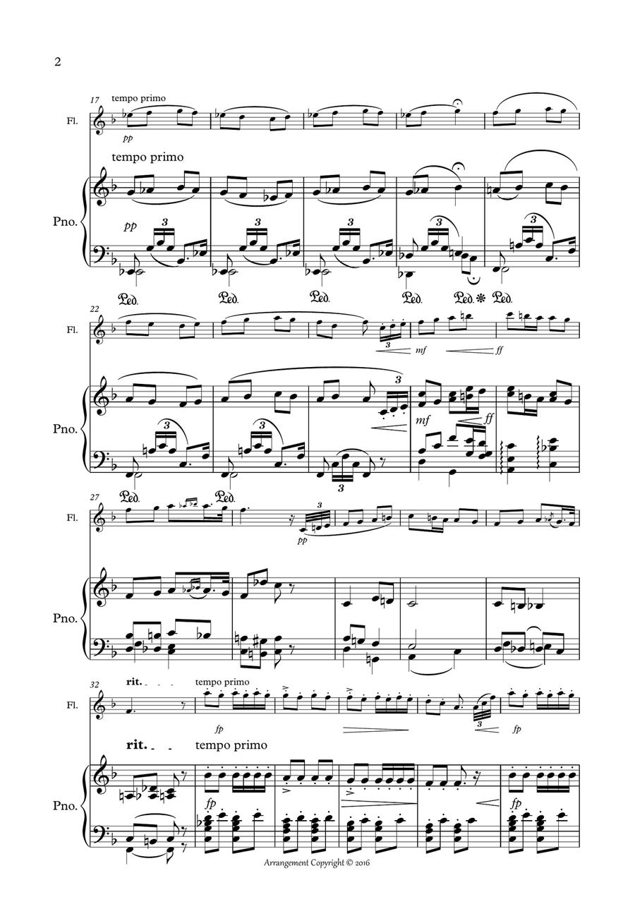 Humoresque No.4 , A.Dvorak (flute and piano) Flute Solo scores gallery preview page 2