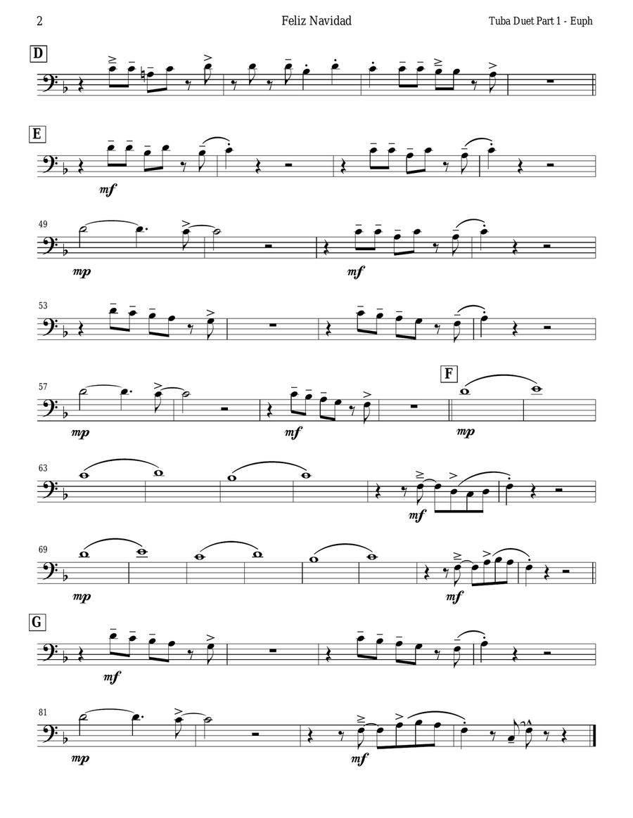 Feliz Navidad Brass Duet scores gallery preview page 6