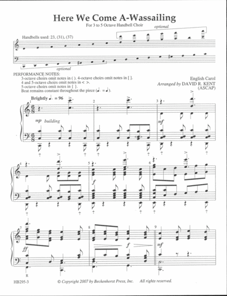 Here We Come A-Wassailing - Kent 5-Octaves scores gallery preview page 2