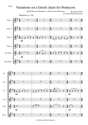 Variations on a Greek Chant for Pentecost for Flute Sextet (or Flute Choir)