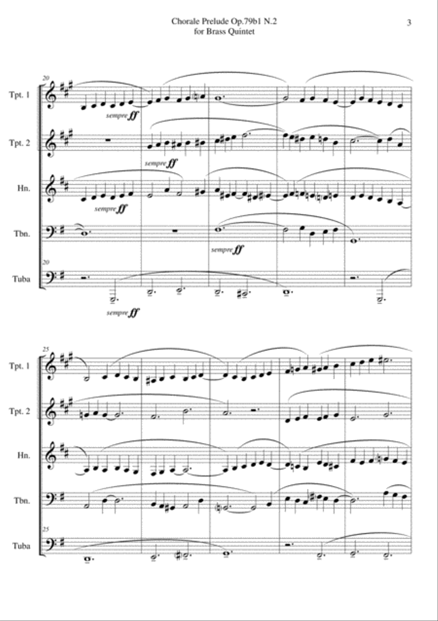 Chorale Prelude Op.79b1 N.2 for Brass Quintet Brass Quintet scores gallery preview page 3