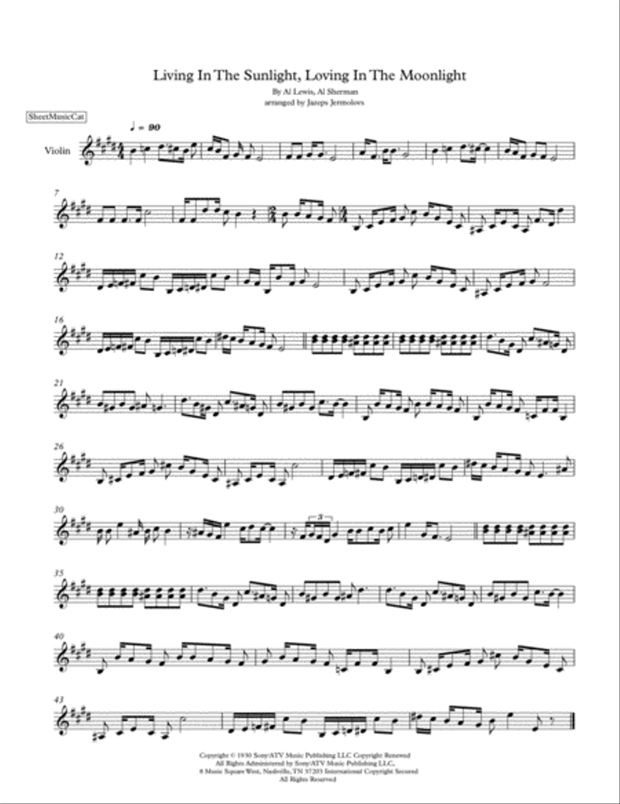 Living In The Sunlight, Loving In The Moonlight String Duet scores gallery preview page 1
