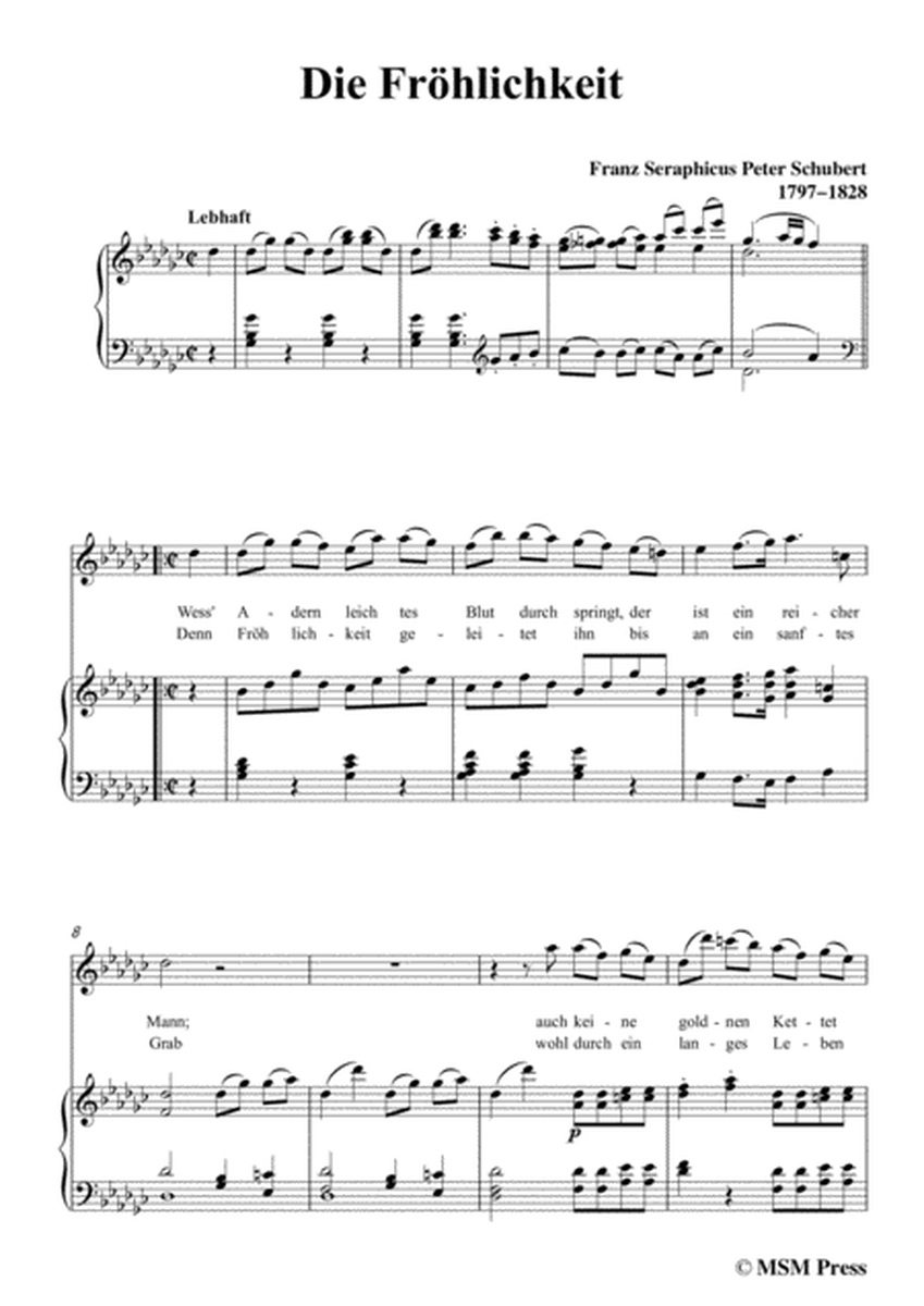 Schubert-Die Fröhlichkeit,in G flat Major,for Voice&Piano image number null