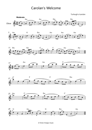 Carolan's Welcome - Oboe Lead Sheet With Chord Symbols