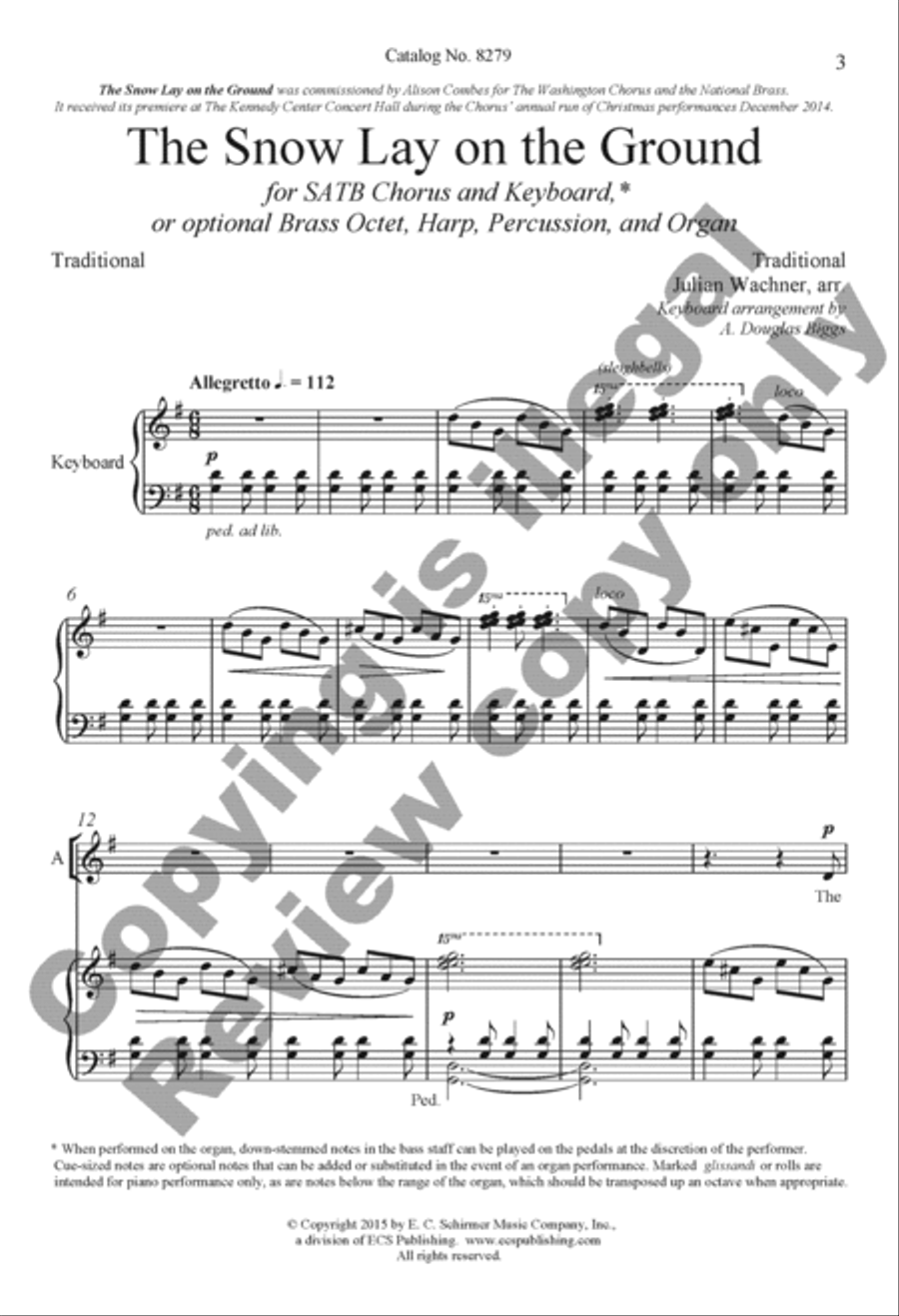 The Snow Lay On the Ground (Keyboard/Choral Score)