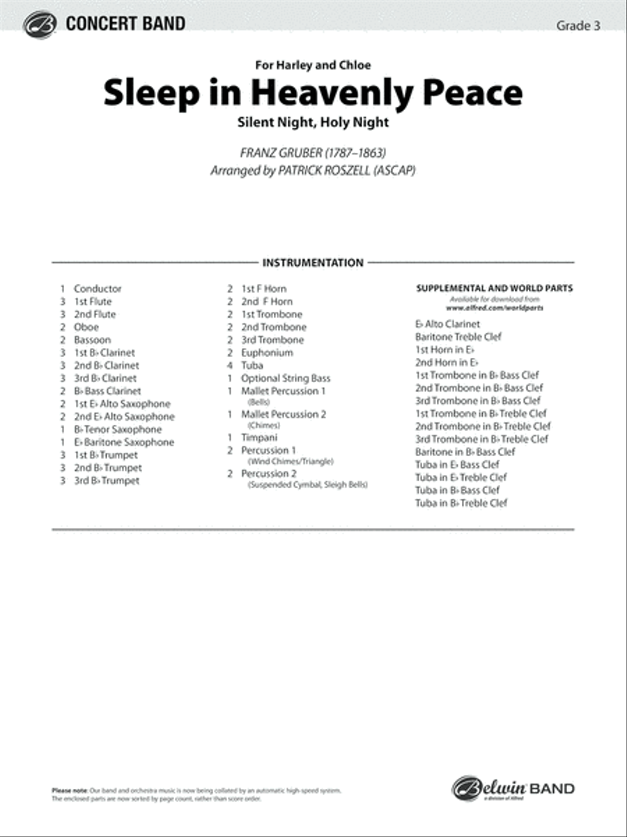 Sleep in Heavenly Peace: Score Concert Band scores gallery preview page 1