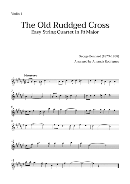 The Old Rugged Cross in F# Major - Easy String Quartet image number null