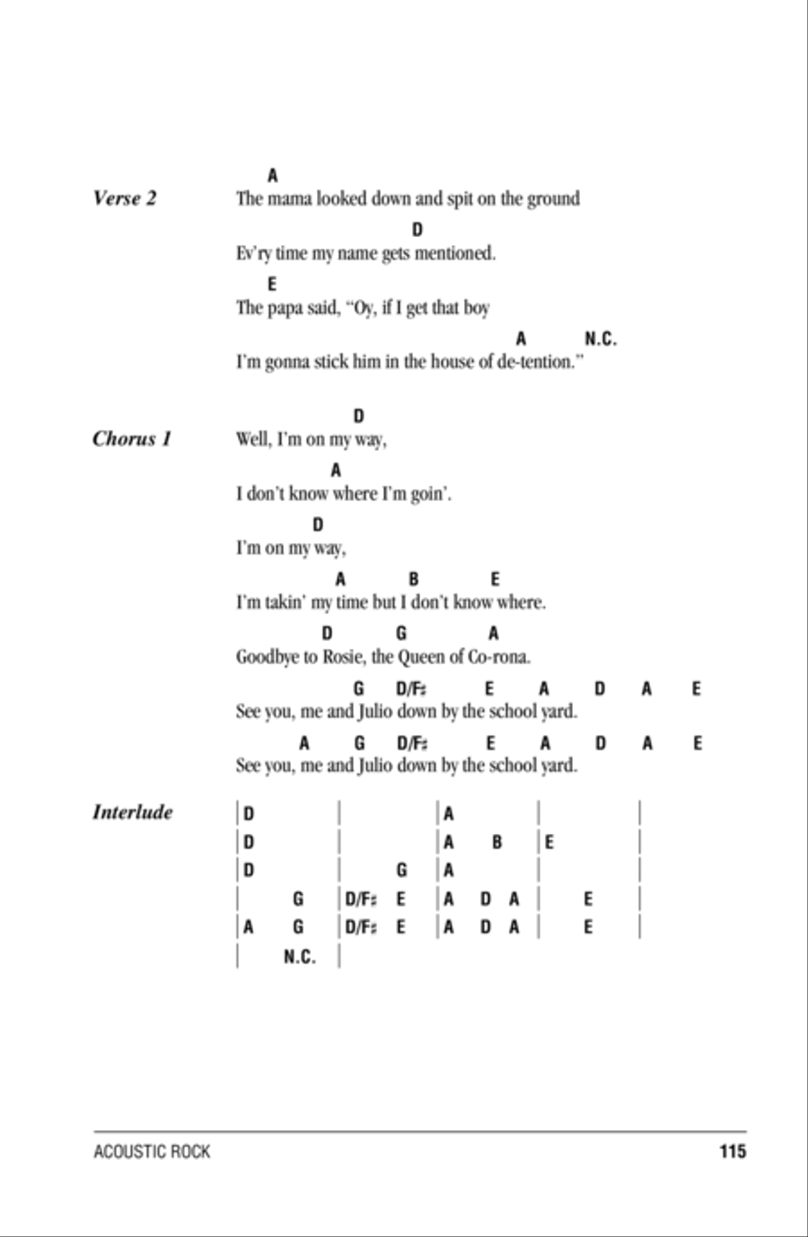 Me And Julio Down By The Schoolyard Acoustic Guitar scores gallery preview page 2