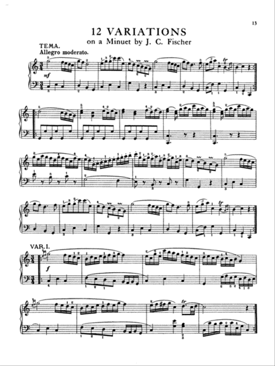 Mozart: Variations, Complete Piano Solo scores gallery preview page 1
