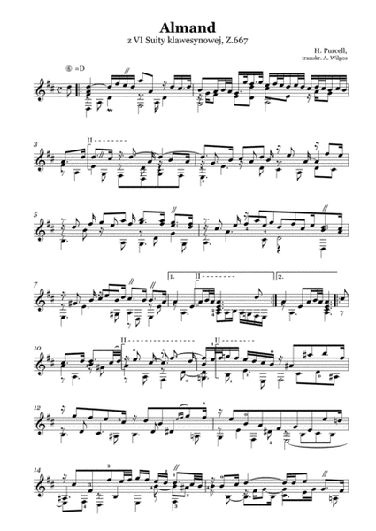 Henry Purcell - Prelude & Almand (Z. 667), Prelude & Sarabande (Z. 666), transcr. for guitar