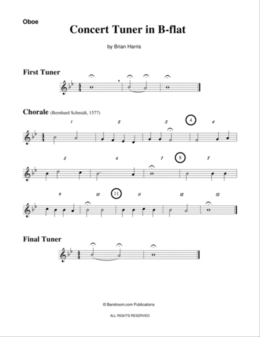 CONCERT TUNER IN B-FLAT (young concert band warm up; very easy; score, parts & license) image number null