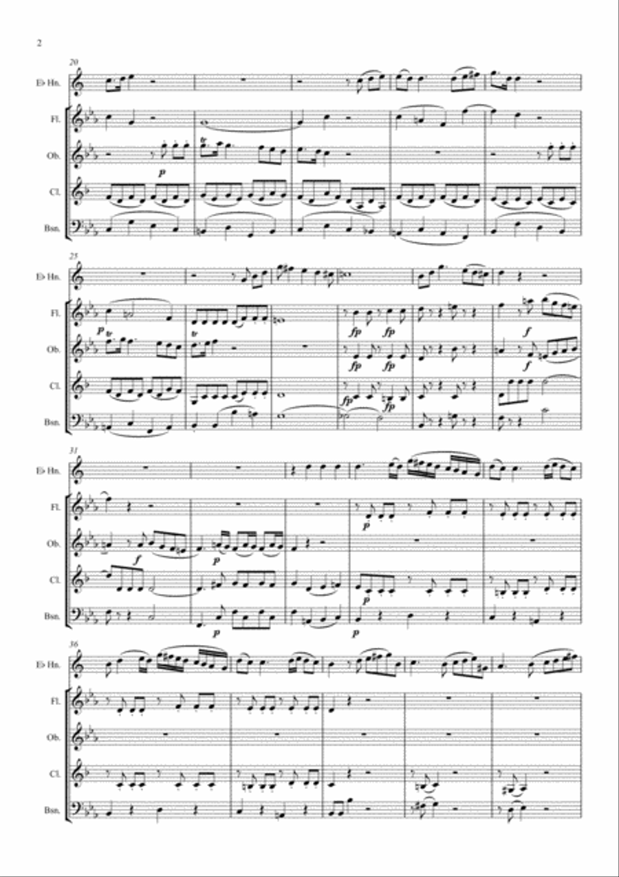 Mozart: Horn Quintet K407 (Complete) - wind quintet Woodwind Quintet scores gallery preview page 3