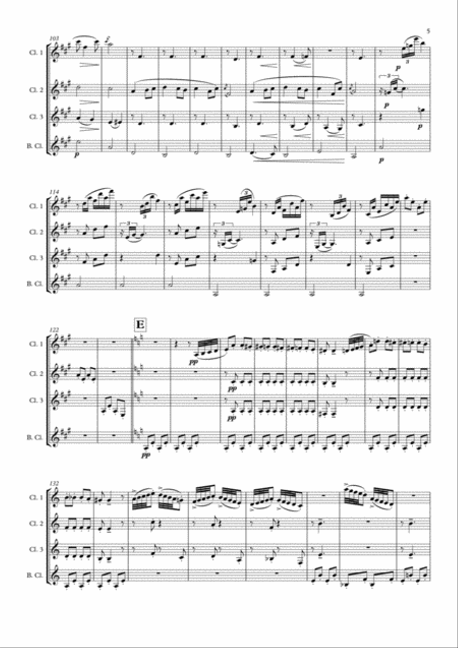 March Of The Dwarfs Op. 54, No. 3 - Clarinet Quartet Clarinet Quartet scores gallery preview page 5