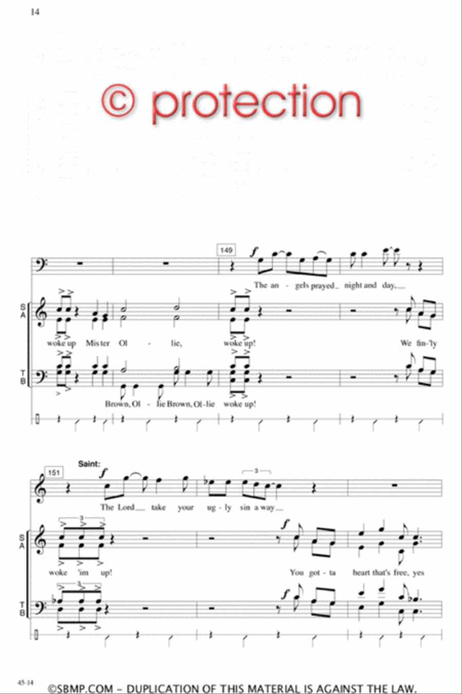 Wake Up, Ollie Brown! - SATB Octavo 4-Part scores gallery preview page 13