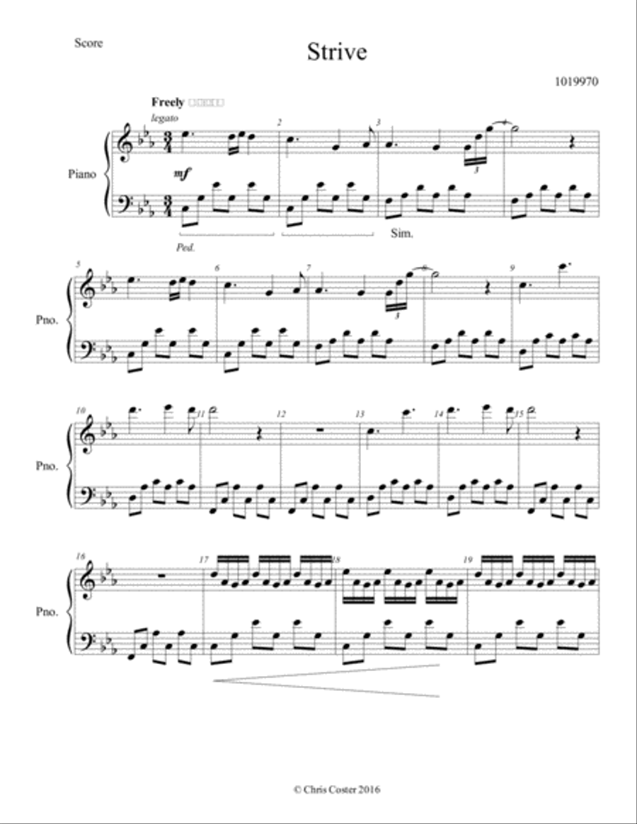 Strive - Chris Coster Strive - Chris Coster Piano Solo scores gallery preview page 1