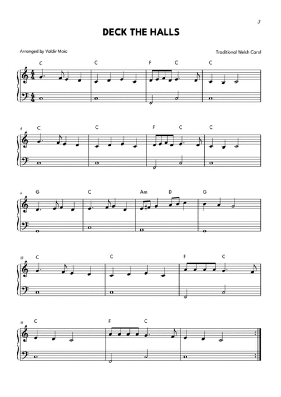 20 Christmas Carols for Piano (Easy Beginner + CHORDS) Easy Piano scores gallery preview page 3