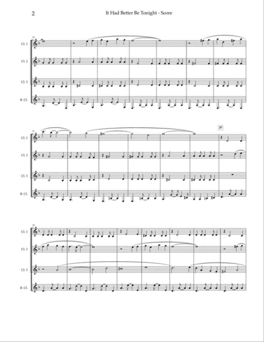 It Had Better Be Tonight Clarinet Quartet scores gallery preview page 3