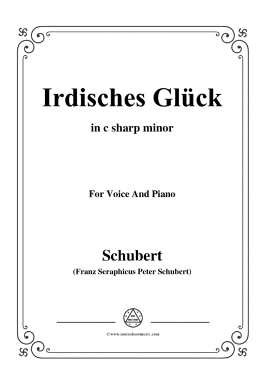 Schubert-Irdisches Glück,Op.95 No.4,in c sharp minor,for Voice&Piano Voice scores gallery preview page 1