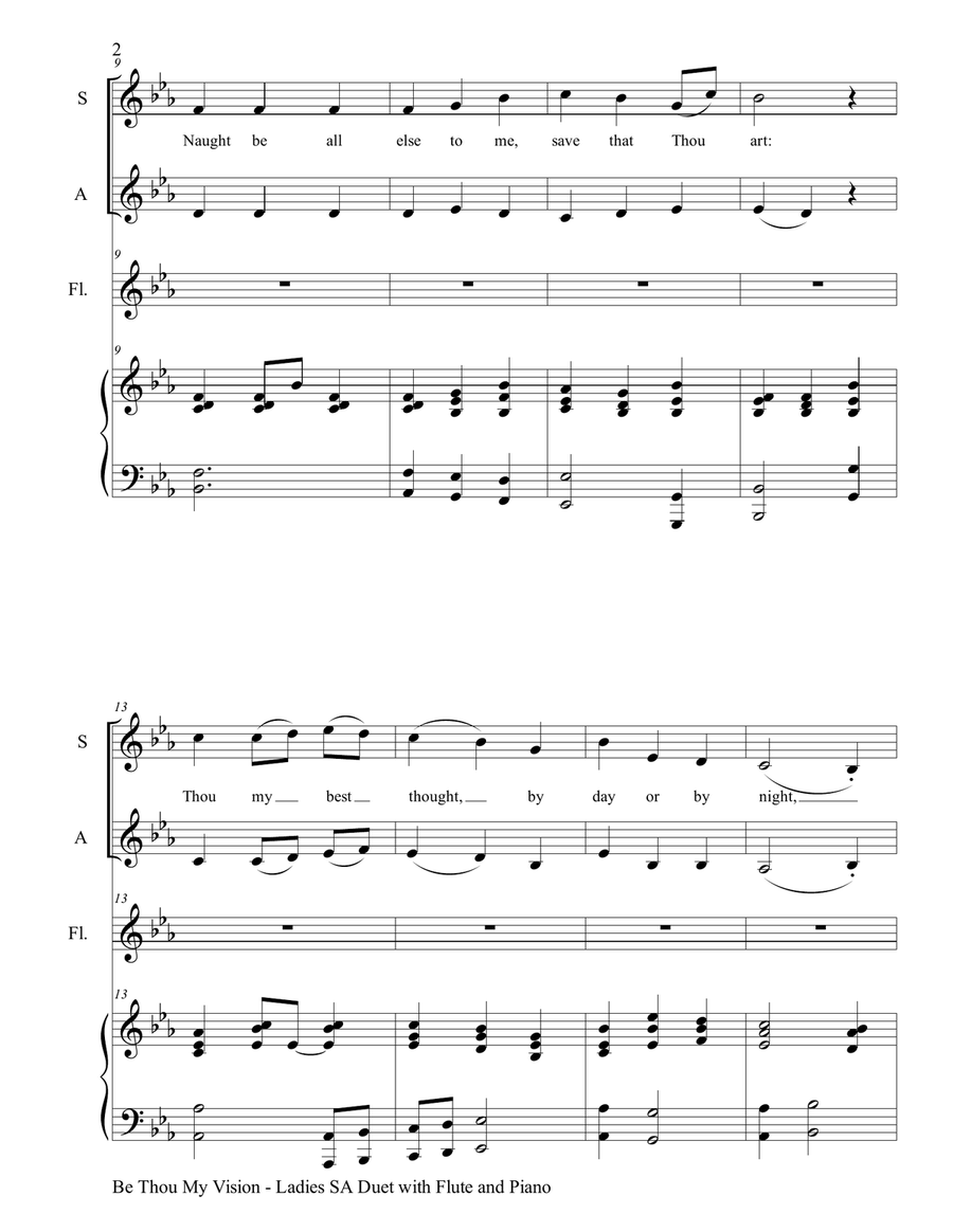 BE THOU MY VISION (Ladies SA Duet, Flute and Piano) SA scores gallery preview page 3