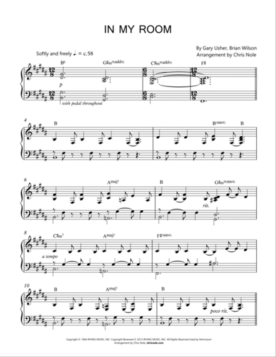 In My Room Piano Solo scores gallery preview page 2
