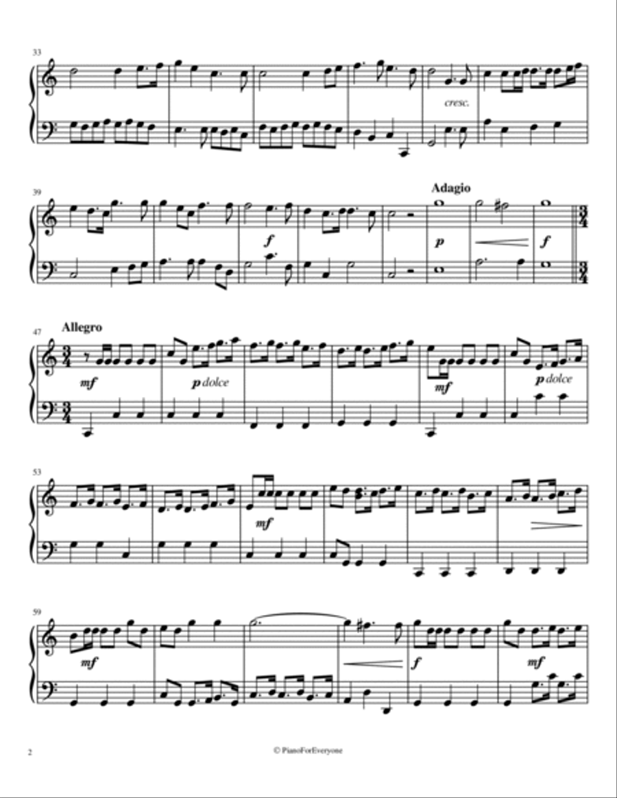 'Overture' from Music for the Royal Fireworks - Handel (Easy Piano) Easy Piano scores gallery preview page 2