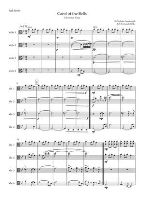 Carol of The Bells - Jazz Version (Christmas Song) for Viola Quartet