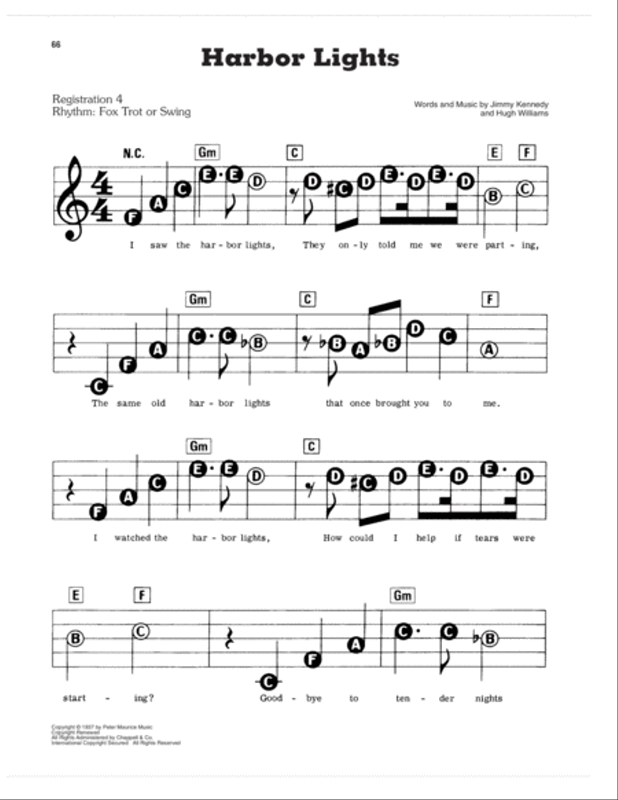 Harbor Lights Electronic Keyboard scores gallery preview page 1