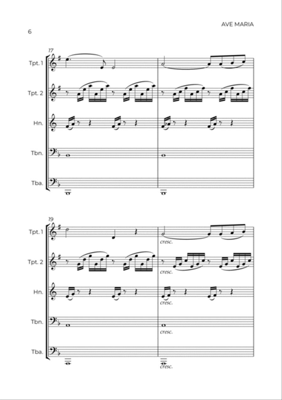 AVE MARIA - GONOUD – BRASS QUINTET Brass Quintet scores gallery preview page 6