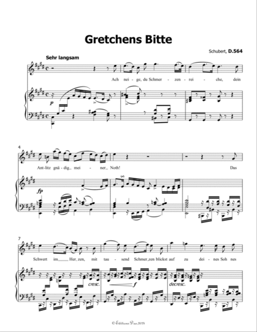 Gretchens Bitte, by Schubert, D.564, in E Major Voice scores gallery preview page 3